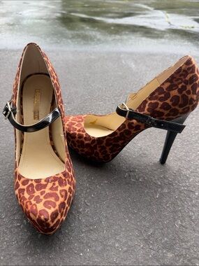 Bcbg Leopard Print Mary Jane platform  High Heels - Women's Brown Leopard Pumps